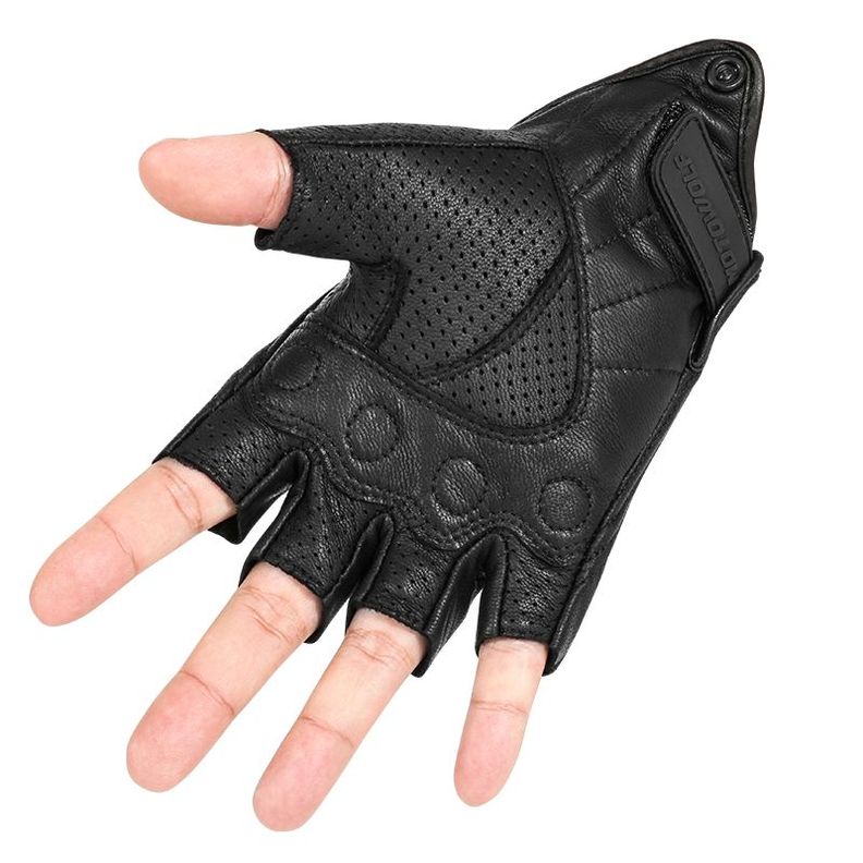 Guantes para motociclismo de cuero Motowolf 0302B Dedos Cortos-2
