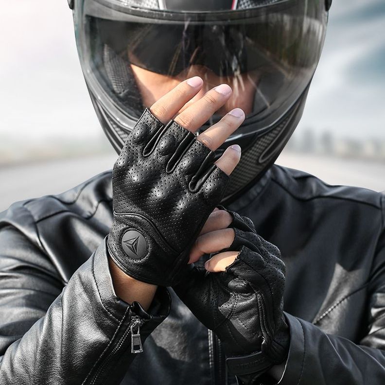 Guantes para motociclismo de cuero Motowolf 0302B Dedos Cortos-5