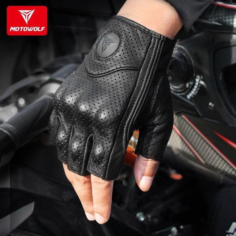 Guantes para motociclismo de cuero Motowolf 0302B Dedos Cortos-6