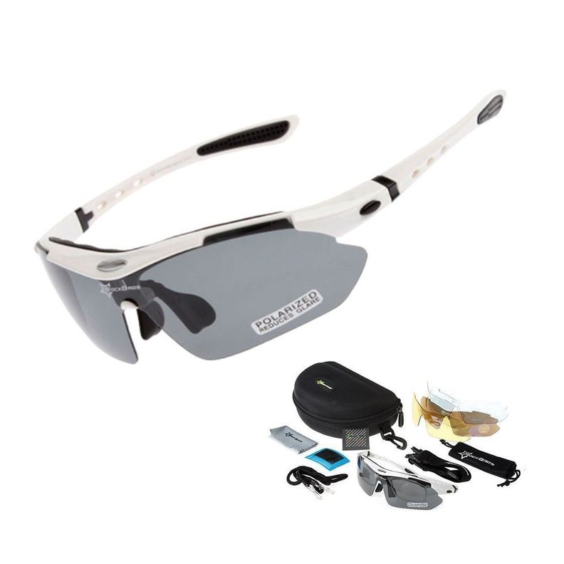 Lentes Rockbros Polarizado Ciclismo 5 Micas 12 Piezas Uv400 - Blanco-2