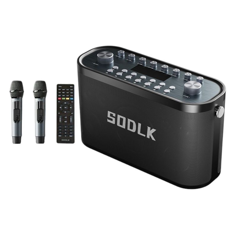 Parlante Altavoz Bluetooth 5.3 Karaoke 2 Mic 280W 24000mAh IPX5 TWS SODLK S1271PLUS Negro