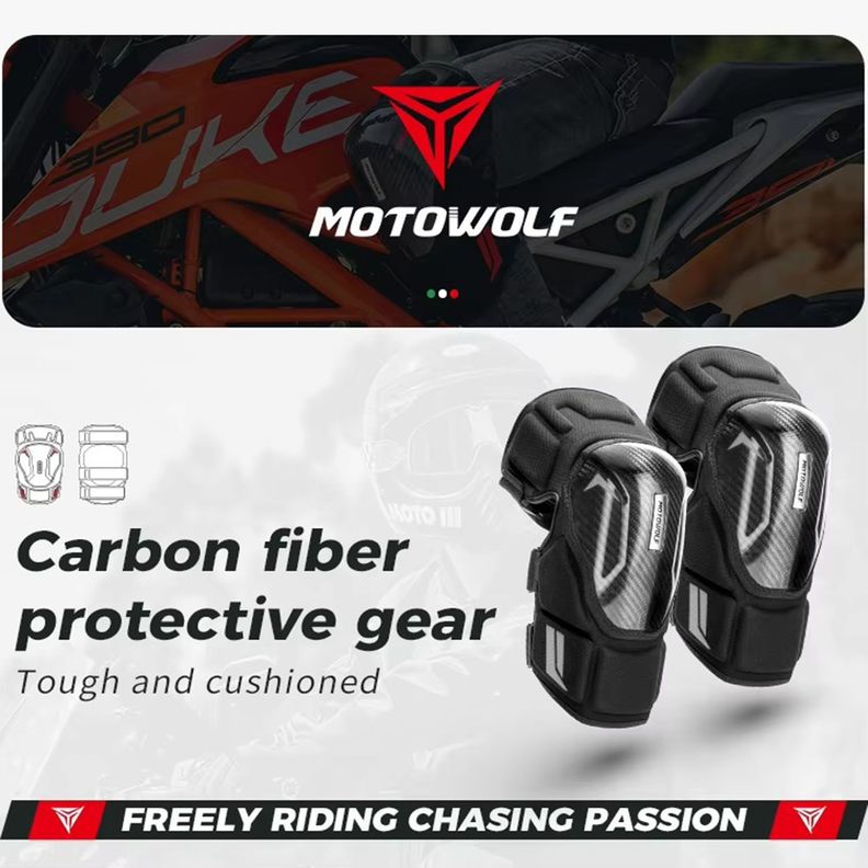Rodilleras para motociclismo de  Fibra Carbono MotoWolf 1037-9
