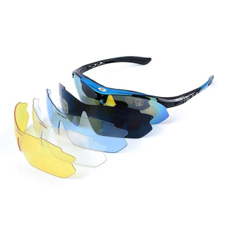 Lentes Rockbros Polarizado Ciclismo 5 Micas 12 Piezas Uv400 - Azul-3