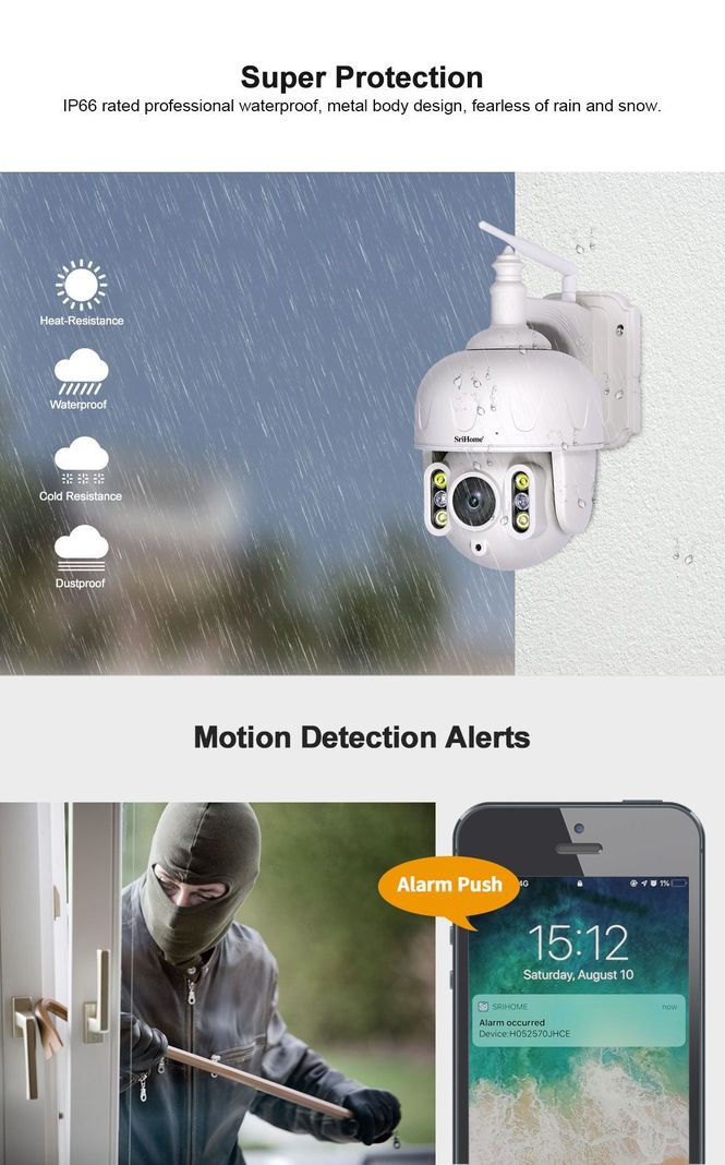 Camara IP Wifi Exterior 5MP 5G QHD Sricam SH028B Audio y ranura micro SD-7