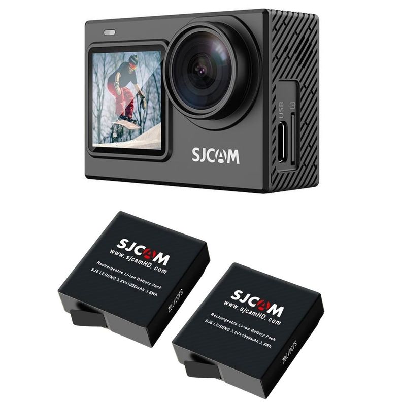 Pack Cámara Deportiva SJCAM SJ6 PRO 24MP 4K 60 FPS Doble Pantalla Estabilizador más 2 Baterías-0