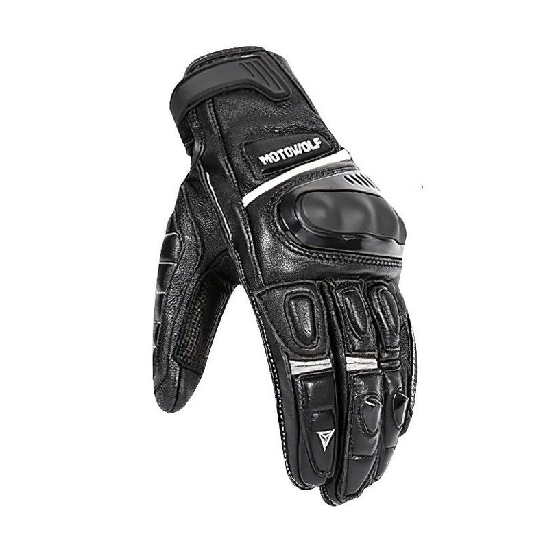 Guantes de Cuero para motociclismo Motowolf 0306 - Negro-0