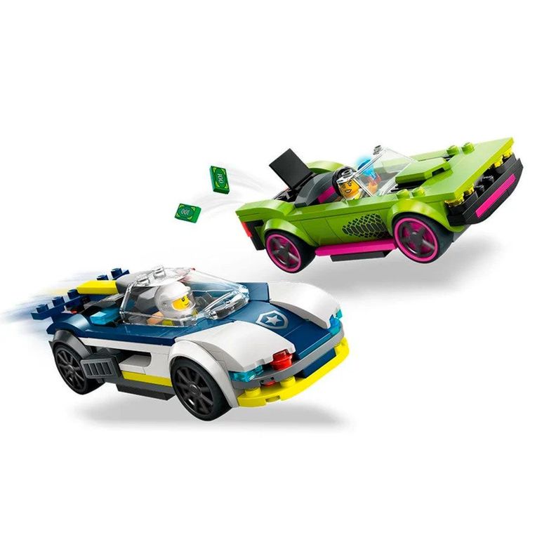 AUTO DE POLICÍA Y POTENTE AUTO DEPORTIVO LEGO CITY-0