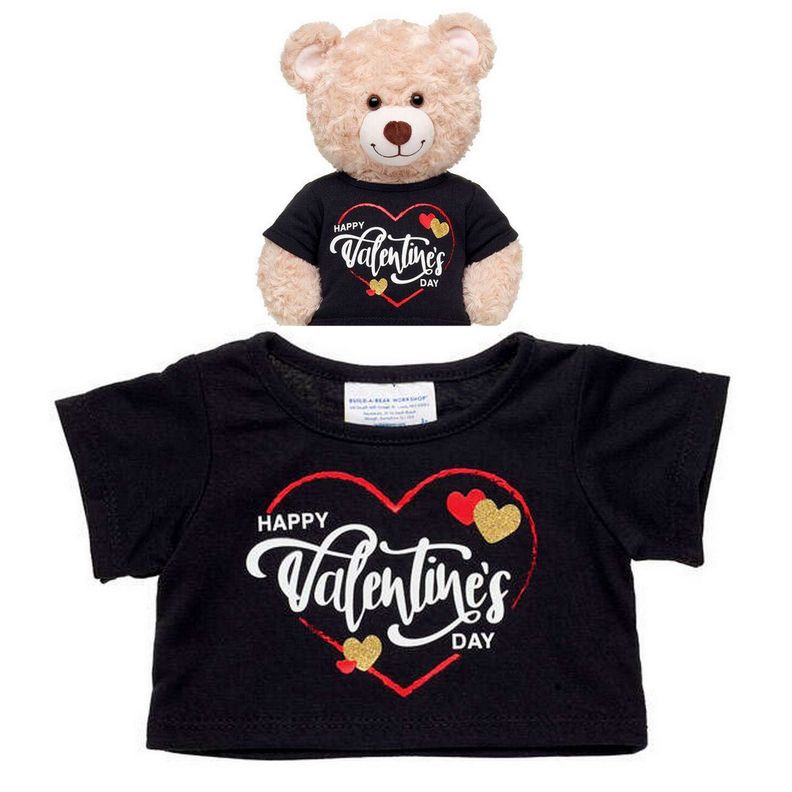 Polera Build a Bear negra estampado Happy Vday