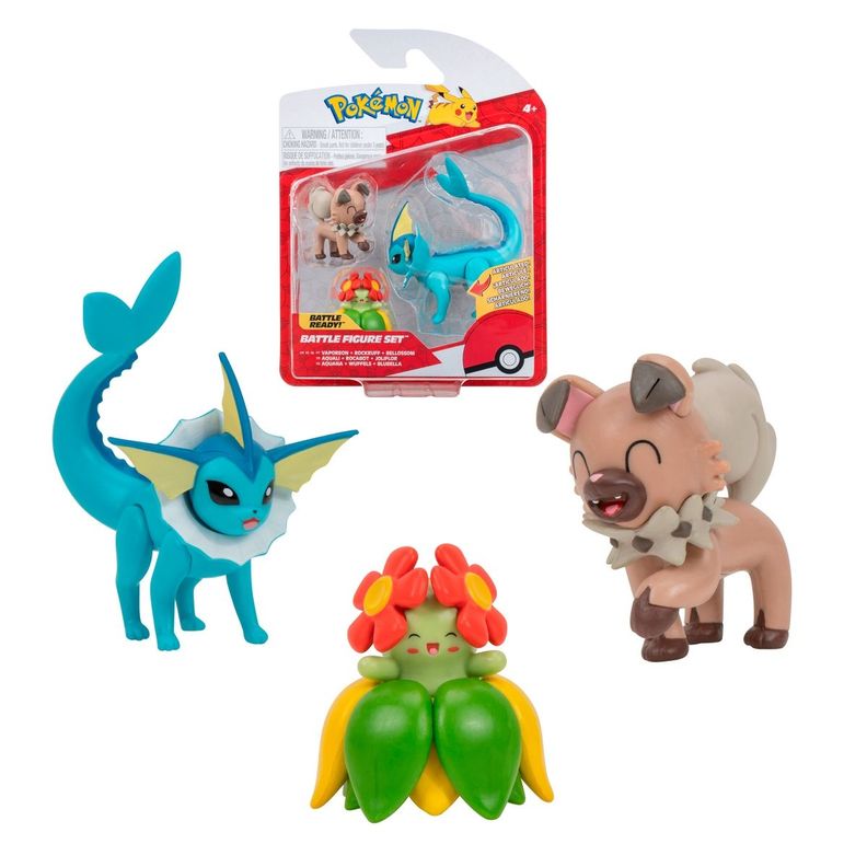 Pack 3 Figuras Pokemon - Rockruff - Bellossom - Vaporeon-0
