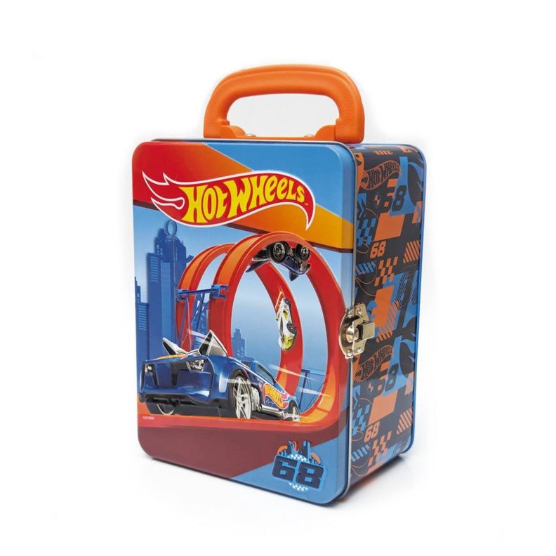 CAJA METALICA PORTAUTOS HOTWHEELS DISEÑO D-0