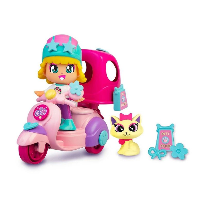 MUÑECA DE 8 CM CON VEHICULO VAMOS DE PINYPON - MOTONETA-1