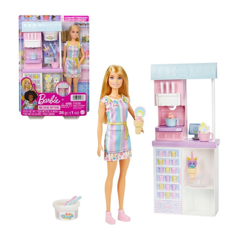Muneca Barbie set heladeria con accesorios y vestido