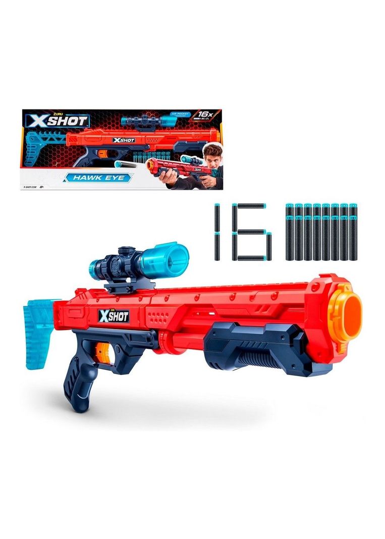 Lanzador de dardos X SHOT Hawk Eye 16 dardos espuma