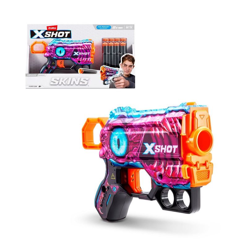 LANZA DARDOS MENACE SKINS CON 8 DARDOS X-SHOT - ENIGMA-0
