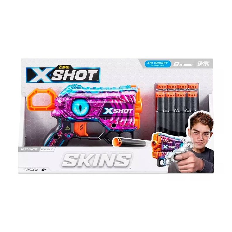 LANZA DARDOS MENACE SKINS CON 8 DARDOS X-SHOT - ENIGMA-2