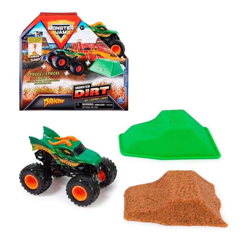 MONSTER JAM SET VEHICULO + KINETIC SAND-0