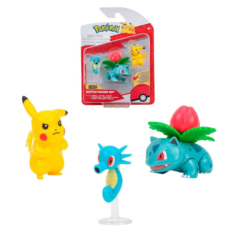 Pack 3 Figuras Pokemon - Pikachu - Horsea - Ivysaur-0