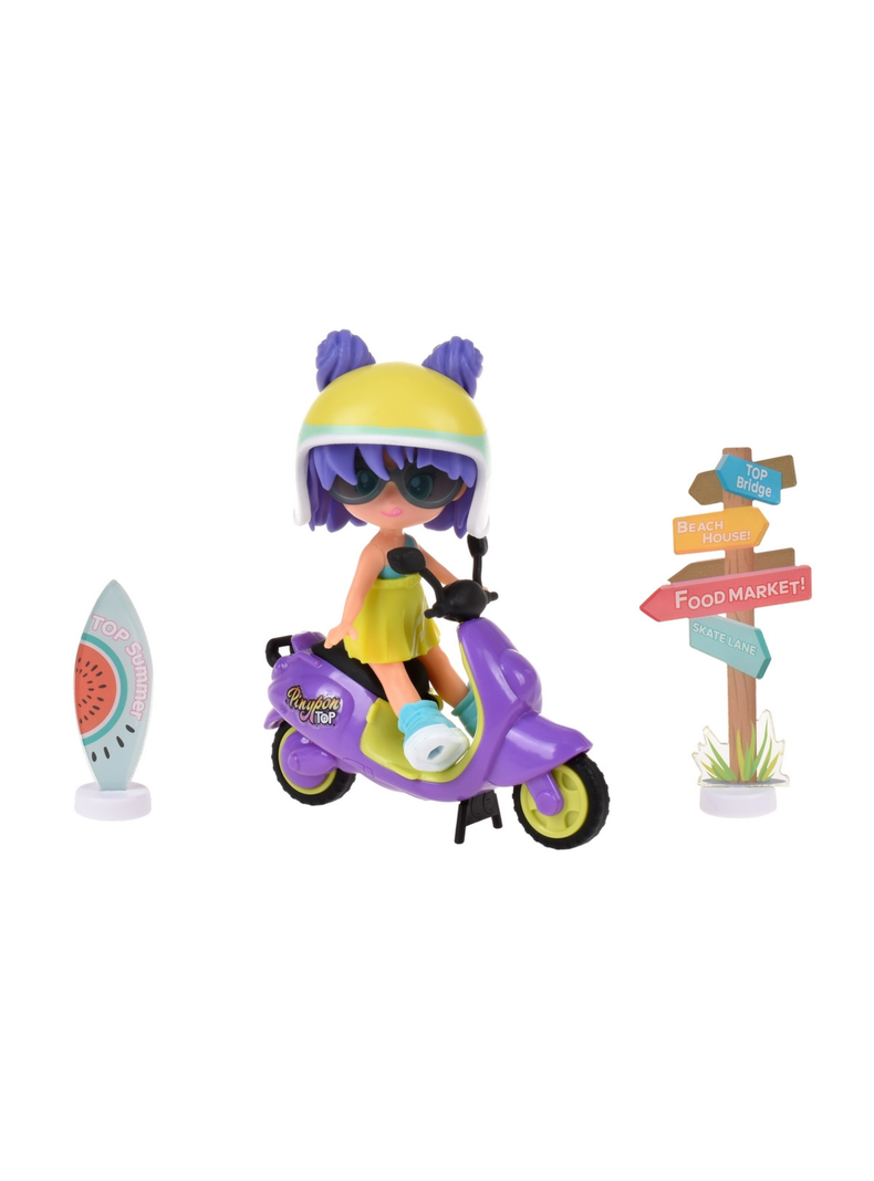 Muneca 11 cm y Moto Pinypon Top