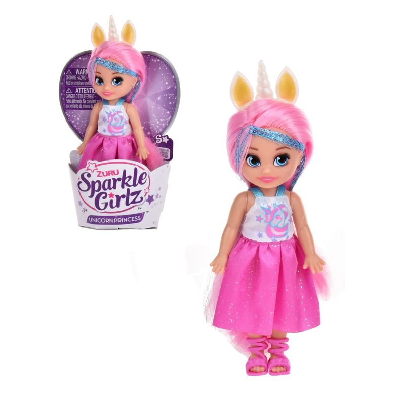 MUÃ‘ECA 12 CMS PRINCESA UNICORNIO SPARKLE GIRLZ - ROSADA-0