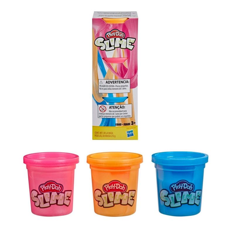 Play Doh Slime Pack Tres Colores - Rosa Narajo Celeste-0