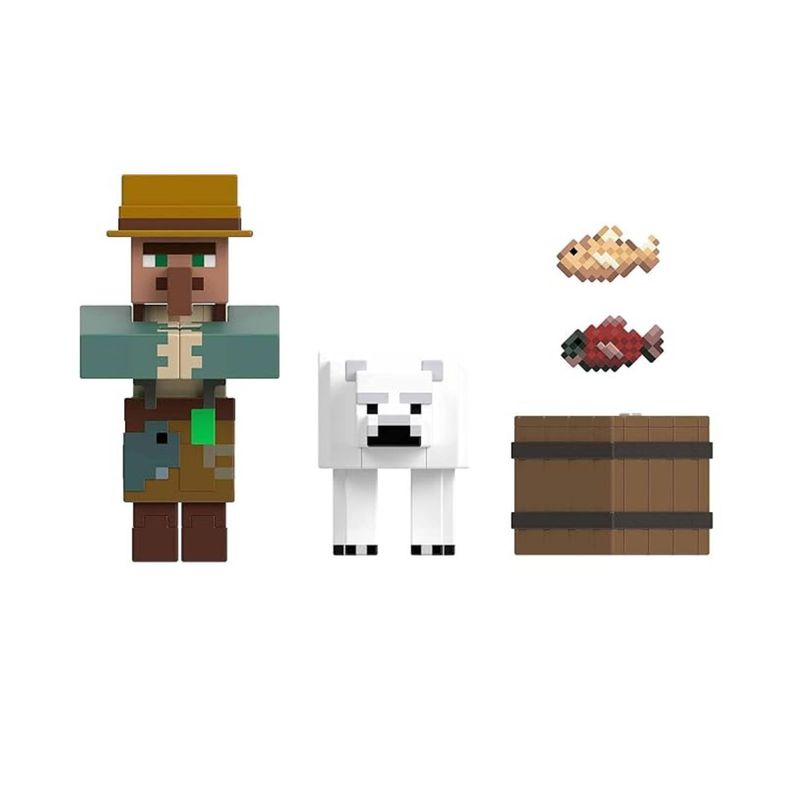 MINECRAFT  8CM CON CRAFTING 2-PACK - PESCADOR Y OSO POLAR-0