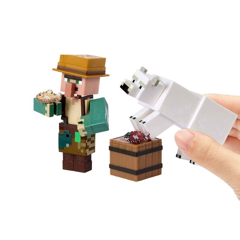 MINECRAFT  8CM CON CRAFTING 2-PACK - PESCADOR Y OSO POLAR-1