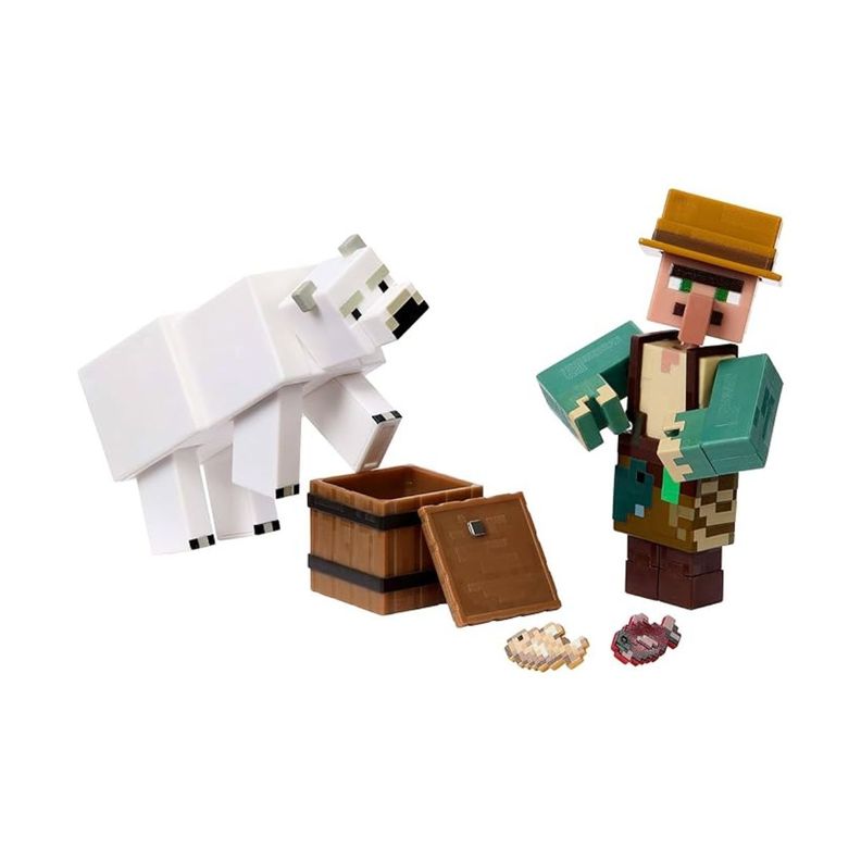 MINECRAFT  8CM CON CRAFTING 2-PACK - PESCADOR Y OSO POLAR-3