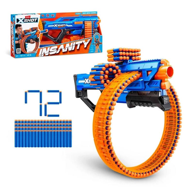 LANZA DARDOS INSANITY MAD MEGA BARREL CON 72 DARDOS X-SHOT-0
