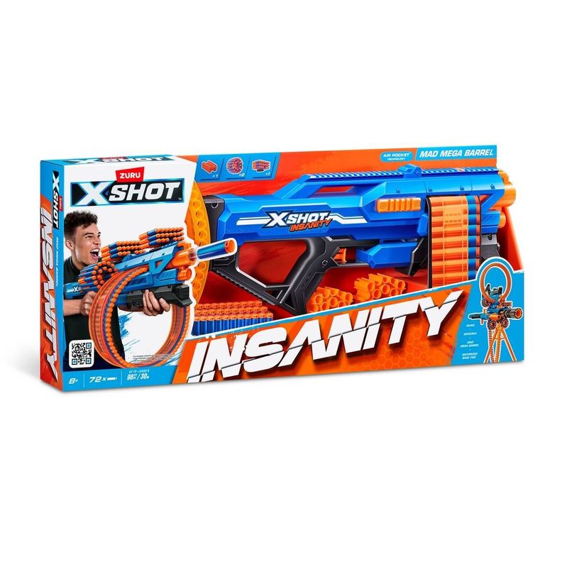 LANZA DARDOS INSANITY MAD MEGA BARREL CON 72 DARDOS X-SHOT-3