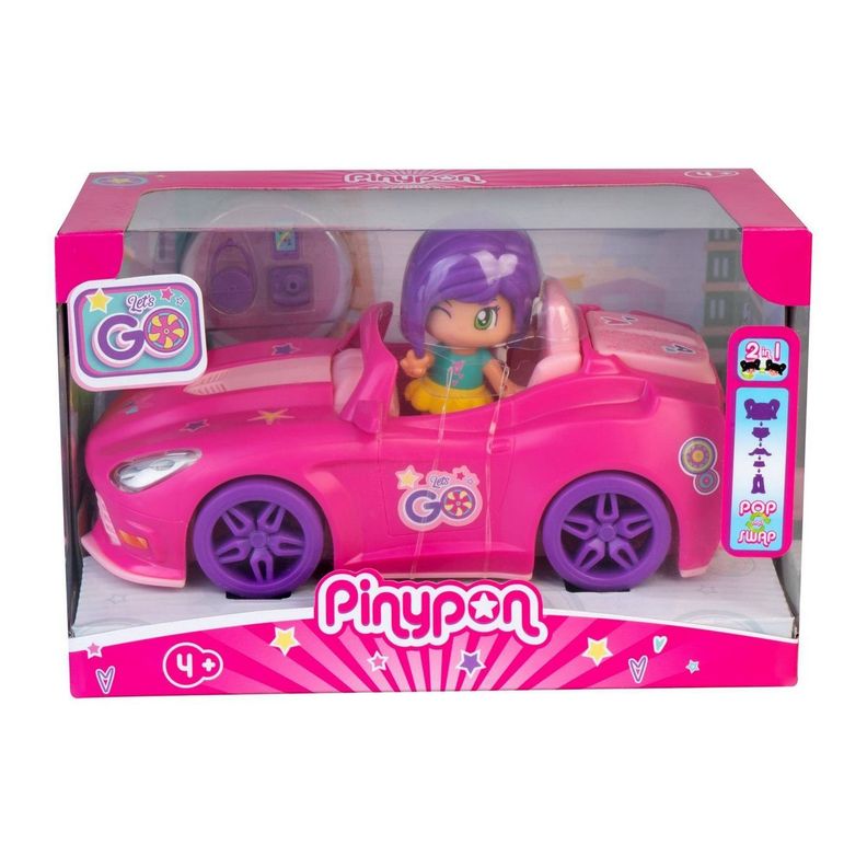 MUÑECA DE 8 CM CON VEHICULO VAMOS DE PINYPON - AUTO ROSADO-3