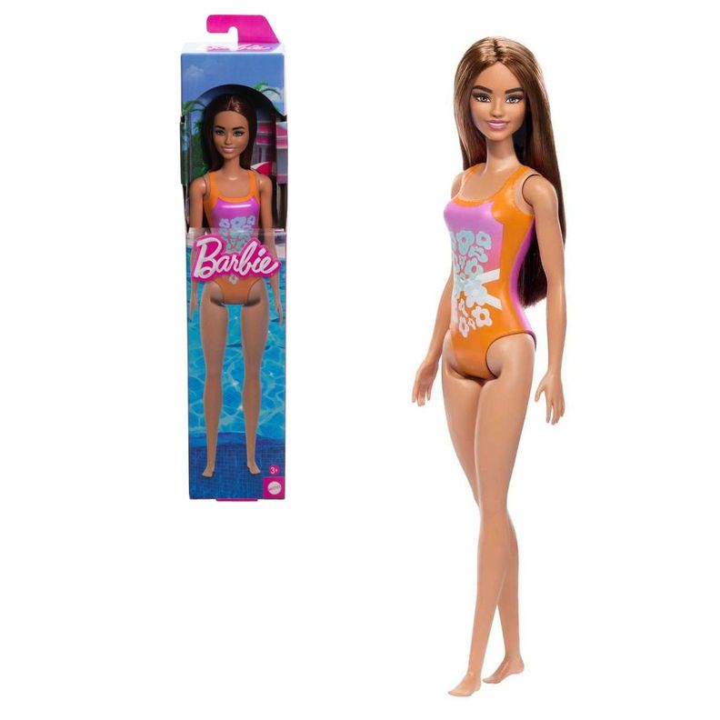 BARBIE FASHION & BEAUTY MUÑECA DE PLAYA - TRAJE NARANJO-0
