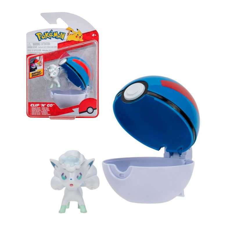 POKEBOLA CON FIGURA POKEMON - ALOLAN VULPIX & SUPER BALL-0