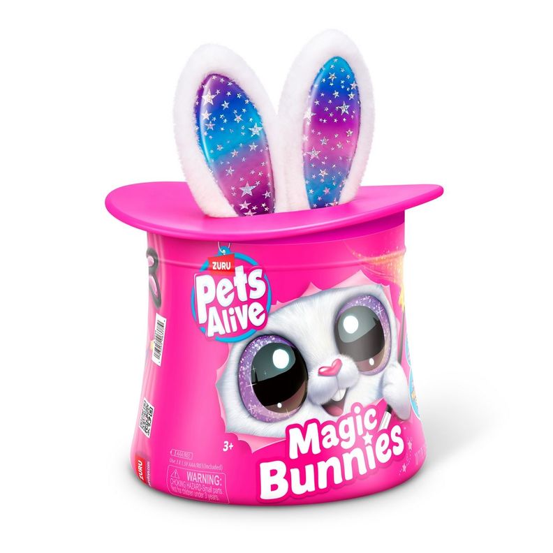 PELUCHE CONEJO EN SOMBRERO DE COPA PETS ALIVE ZURU - BLANCO-2