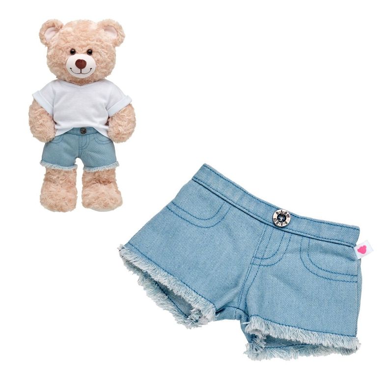 Short blue jeans flecos Build a Bear para peluches