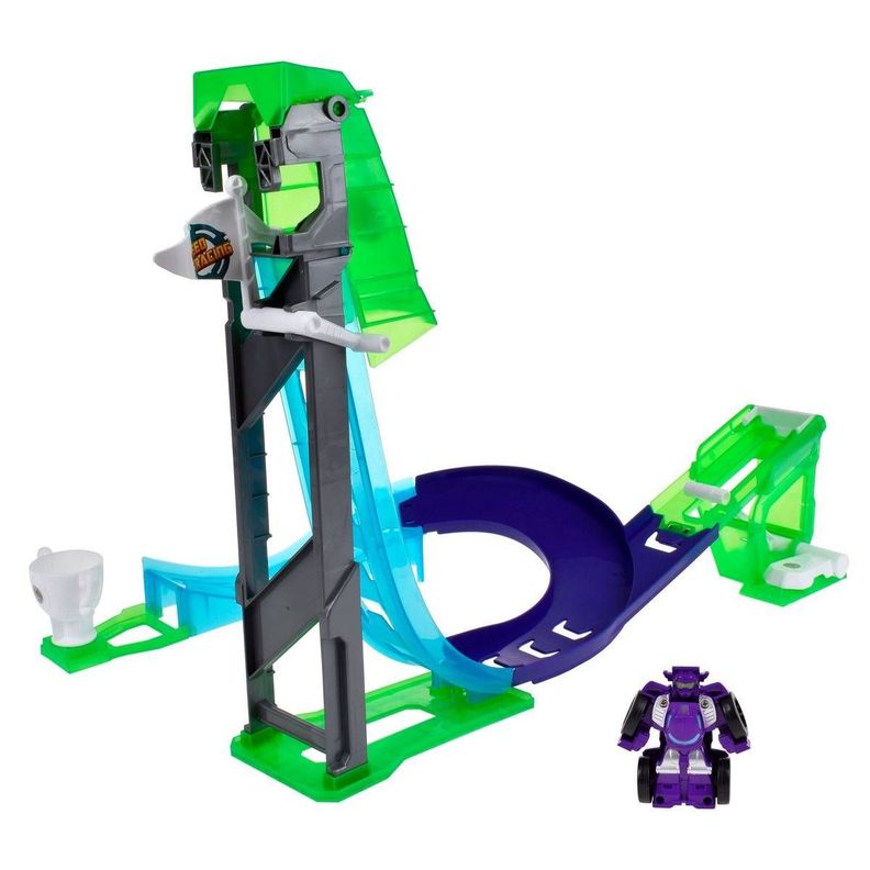 Pista Ascensor Con Auto Transformable En Robot - Morado-1