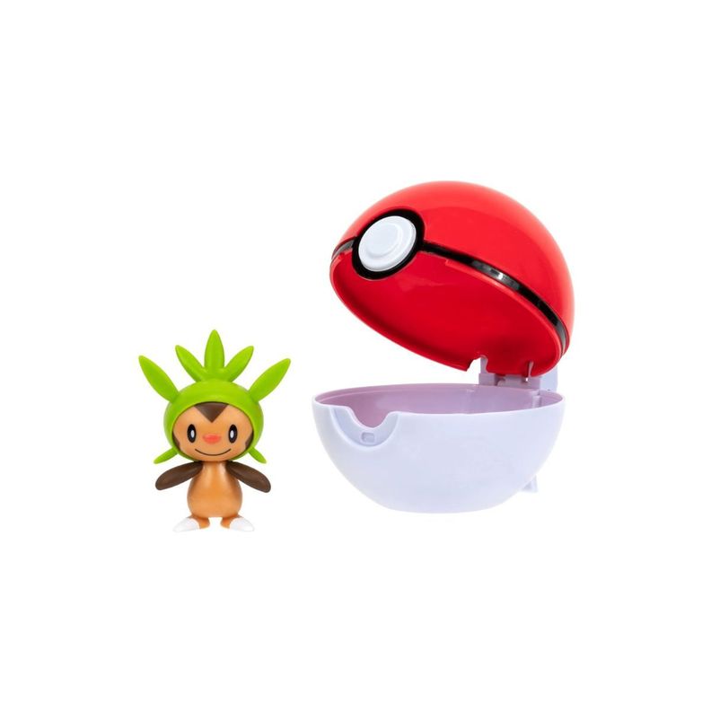 POKEBOLA CON FIGURA POKEMON - CHESPIN & POKEBALL-0