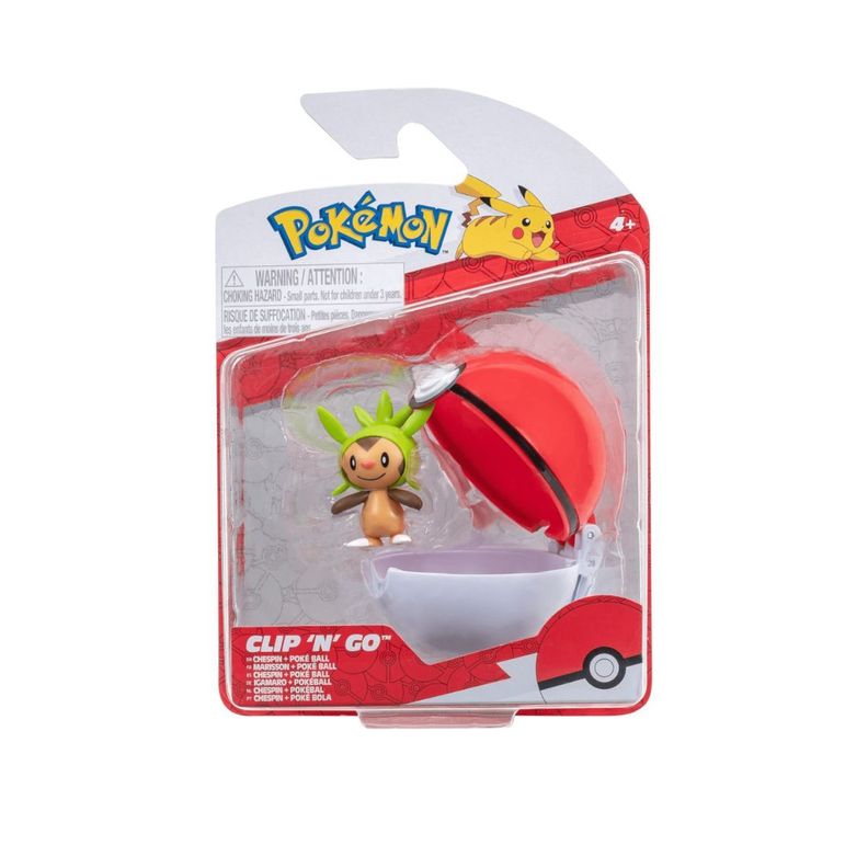 POKEBOLA CON FIGURA POKEMON - CHESPIN & POKEBALL-1
