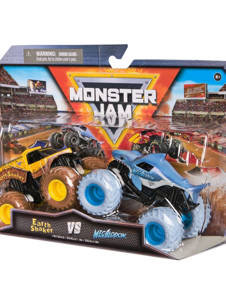 Vehículos Monster Jam 1:64 pack 2 Earth Shaker y Megalodon Monster