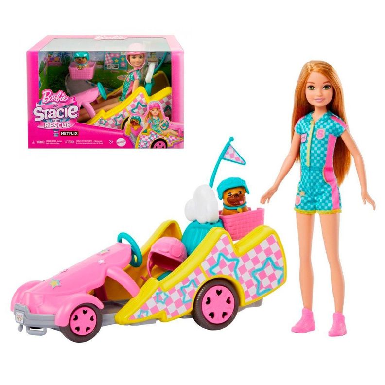 BARBIE VEHÍCULO PARA MUÑECAS STACIE AL RESCATE GO-KART-0