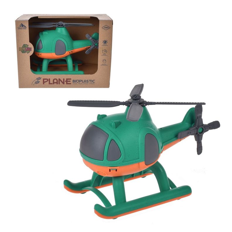 Helicoptero De 17 Cm Material Reciclado - Verde-0