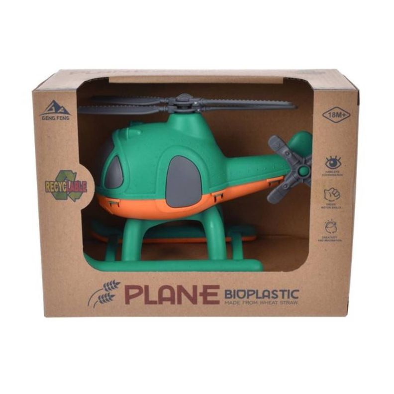 Helicoptero De 17 Cm Material Reciclado - Verde-2