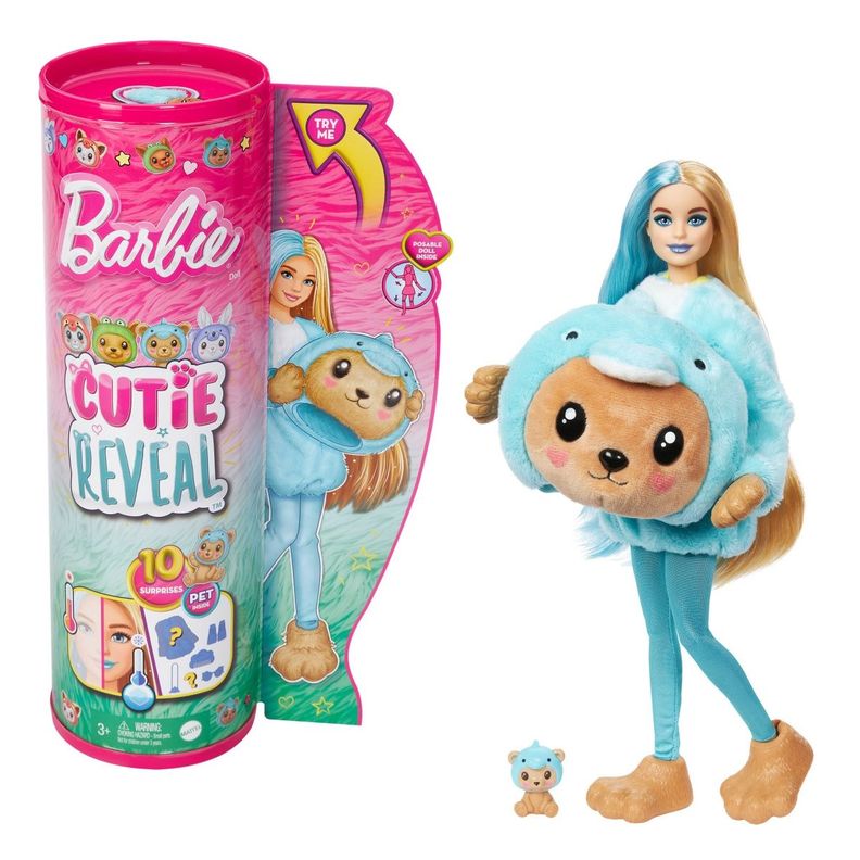 Barbie Cutie Reveal Disfraces Divertidos-Disfraz Oso/Delfin-0