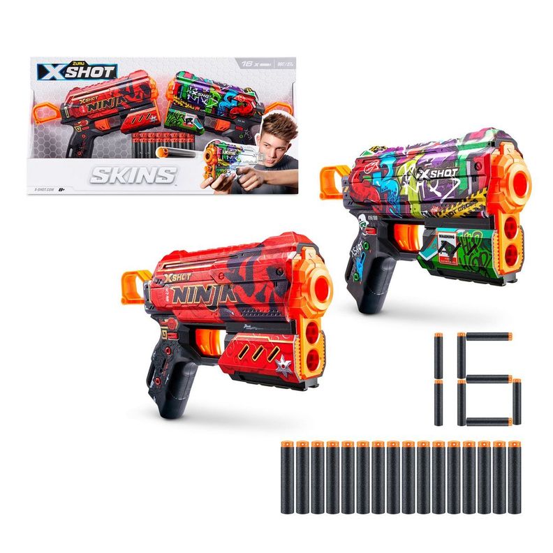 PACK 2 LANZA DARDOS FLUX SKINS CON 16 DARDOS X-SHOT-0
