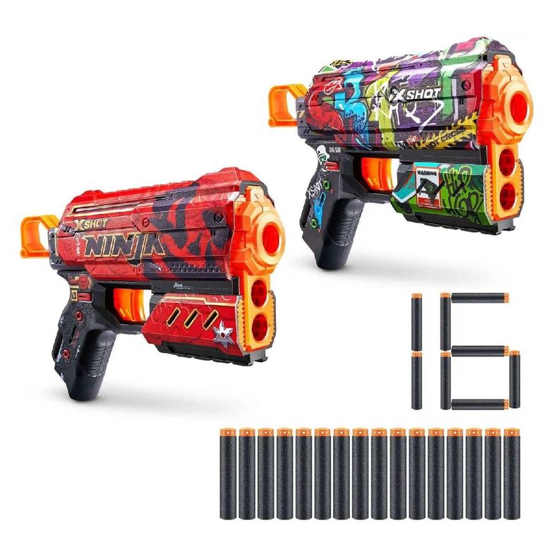 PACK 2 LANZA DARDOS FLUX SKINS CON 16 DARDOS X-SHOT-2
