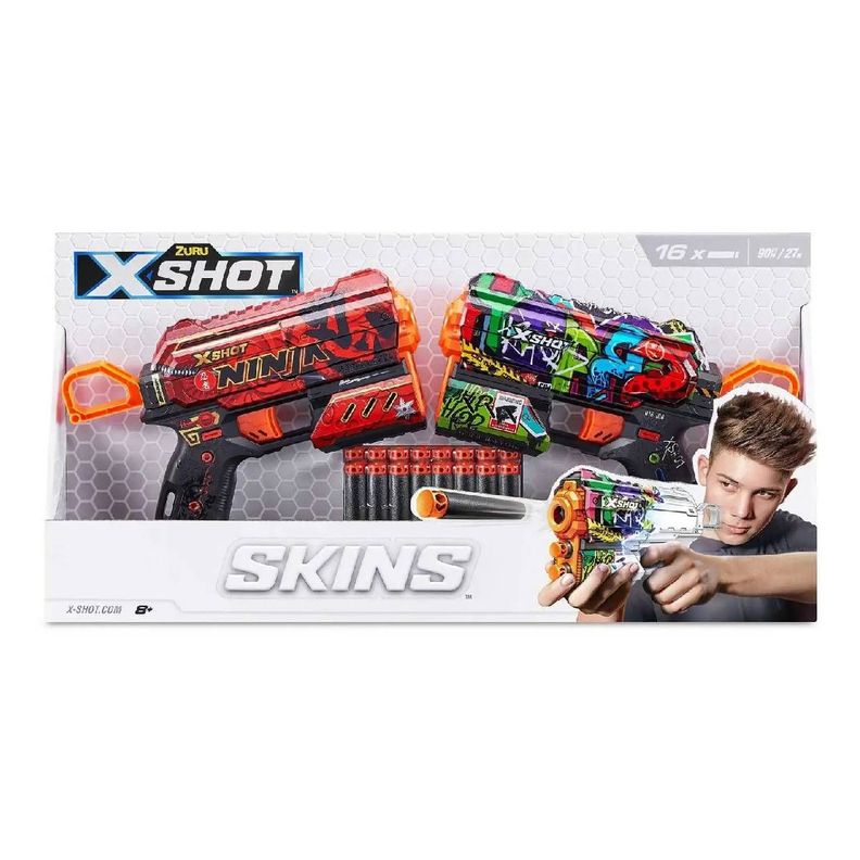 PACK 2 LANZA DARDOS FLUX SKINS CON 16 DARDOS X-SHOT-3