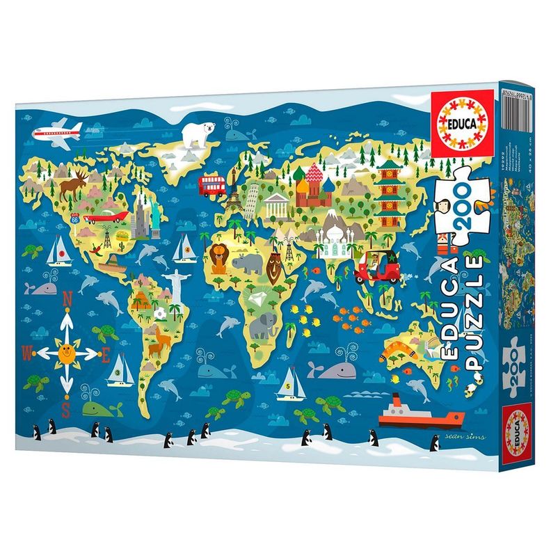 PUZZLE 200 PIEZAS MAPA DEL MUNDO EDUCA-1
