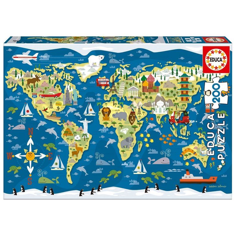 PUZZLE 200 PIEZAS MAPA DEL MUNDO EDUCA-2
