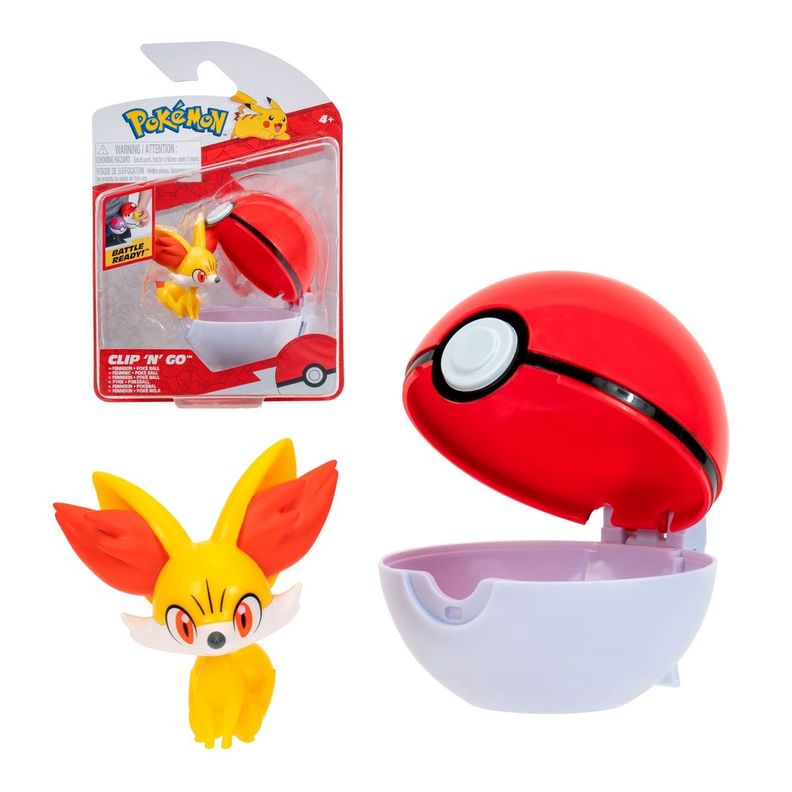 POKEBOLA CON FIGURA POKEMON - FENNEKIN & POKEBALL-0