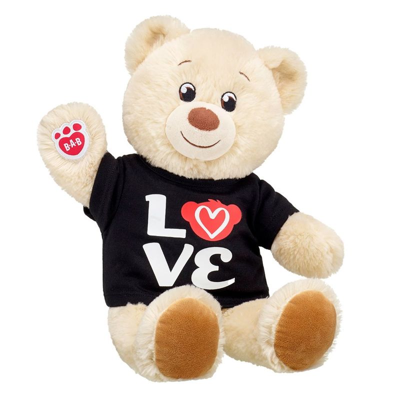 Polera Build a Bear negra estampado LOVE peluche