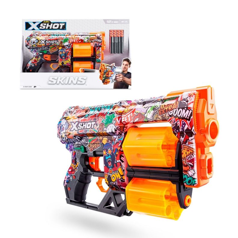 Lanza Dardos Dread Skins Con 12 Dardos X-Shot - Sketch-0